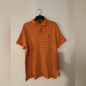 Ralph Lauren Orange and White Striped Polo Shirt